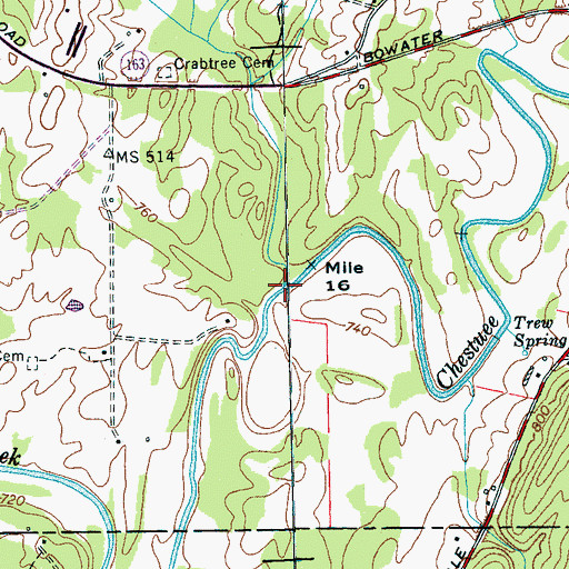 Topographic Map of Lick Branch, TN