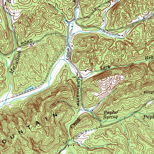 Topographic Map of Lick Branch, TN