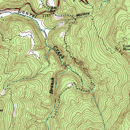 Topographic Map of Lick Branch, TN