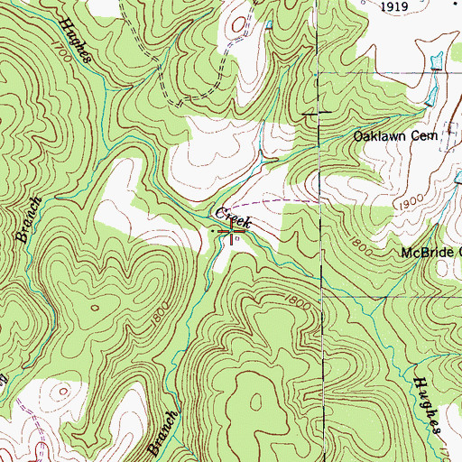 Topographic Map of Lick Branch, TN