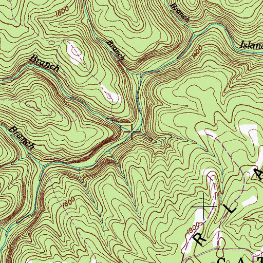 Topographic Map of Lick Branch, TN