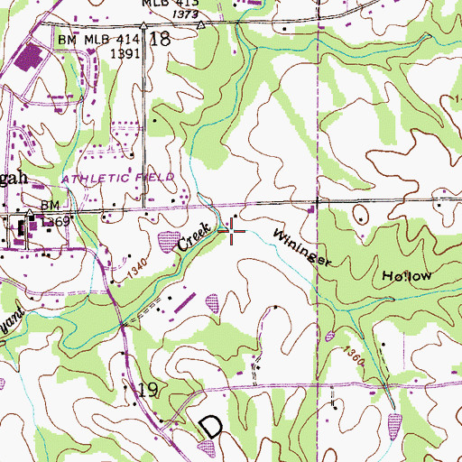 Topographic Map of Wininger Hollow, AL