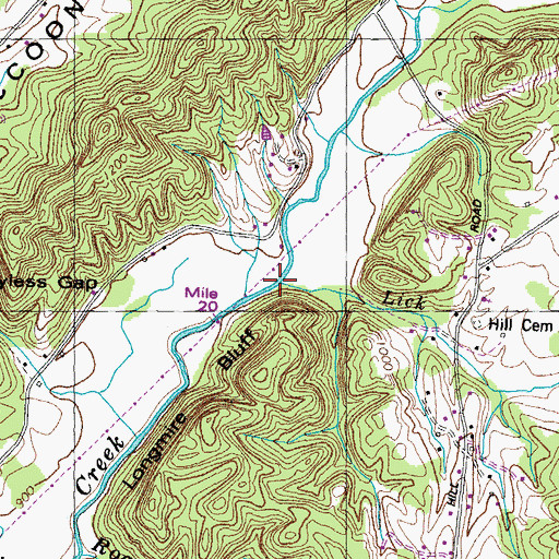 Topographic Map of Lick Branch, TN