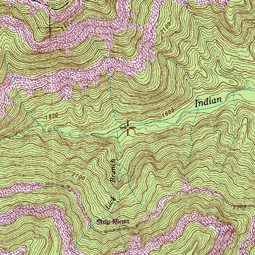 Topographic Map of Lick Branch, TN