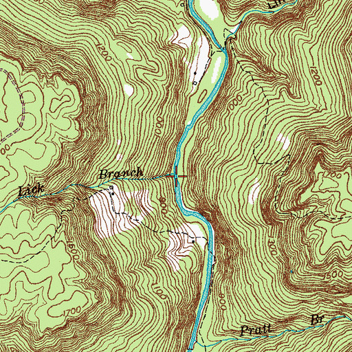 Topographic Map of Lick Branch, TN