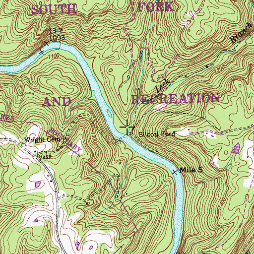 Topographic Map of Lick Branch, TN