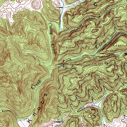Topographic Map of Lick Branch, TN