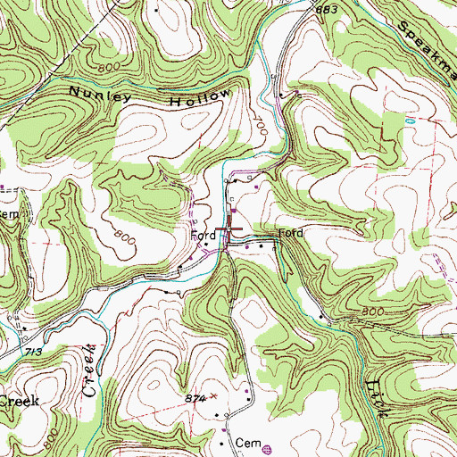 Topographic Map of Lick Branch, TN