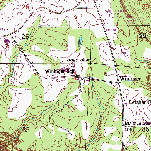 Topographic Map of Wininger School, AL