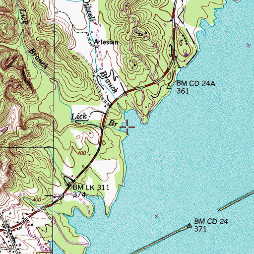 Topographic Map of Lick Branch, TN