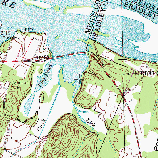 Topographic Map of Lick Creek, TN