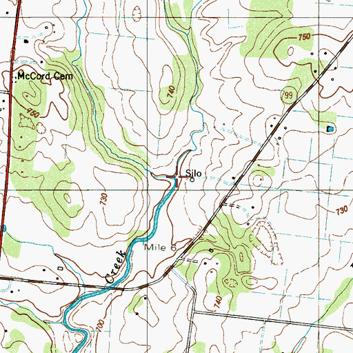Topographic Map of Lick Creek, TN