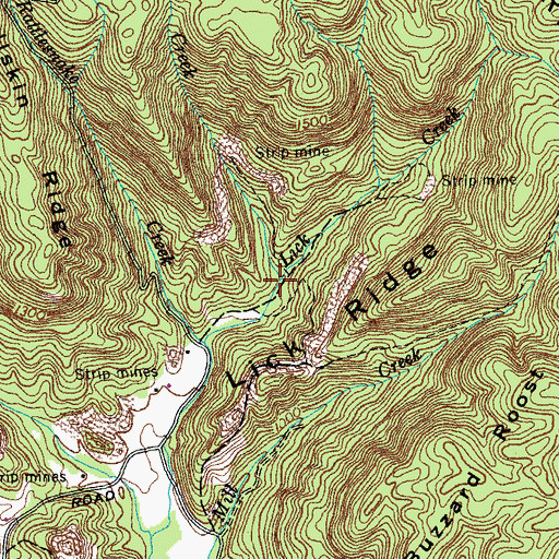 Topographic Map of Lick Creek, TN