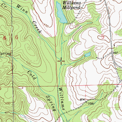 Topographic Map of Winn Creek, AL