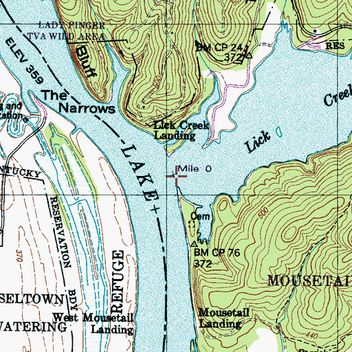 Topographic Map of Lick Creek, TN