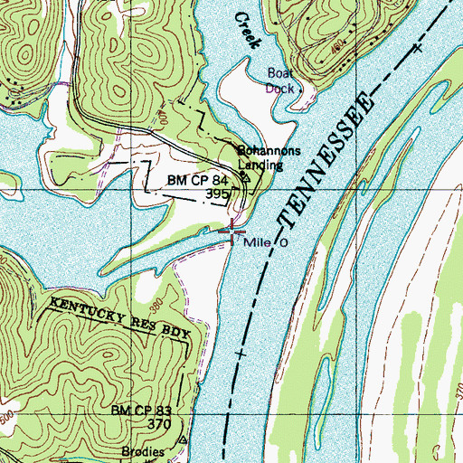 Topographic Map of Lick Creek, TN