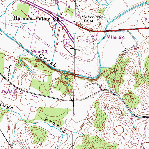 Topographic Map of Lick Creek, TN