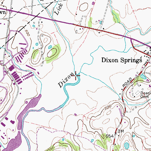 Topographic Map of Lick Creek, TN