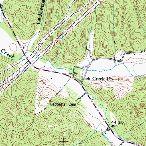 Topographic Map of Lick Creek Church, TN