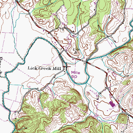 Topographic Map of Lick Creek Mill, TN