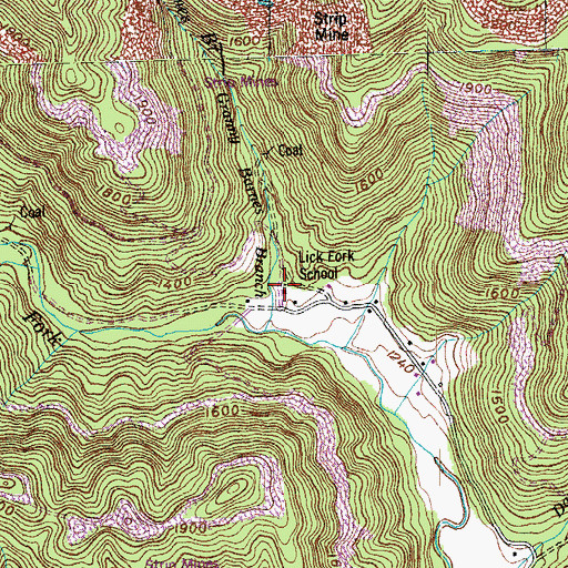 Topographic Map of Lick Fork School, TN