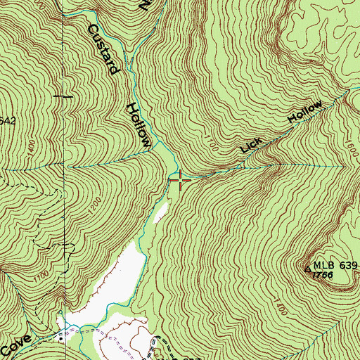 Topographic Map of Lick Hollow, TN