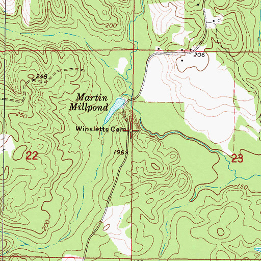 Topographic Map of Winsletts Cemetery, AL