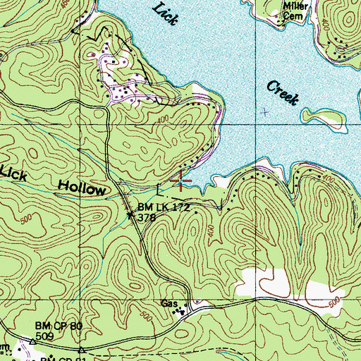 Topographic Map of Lick Hollow, TN