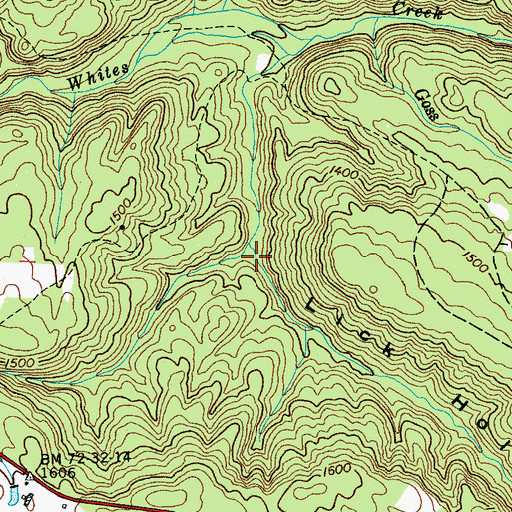 Topographic Map of Lick Hollow, TN