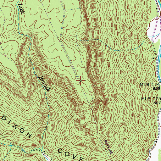 Topographic Map of Lick Point, TN