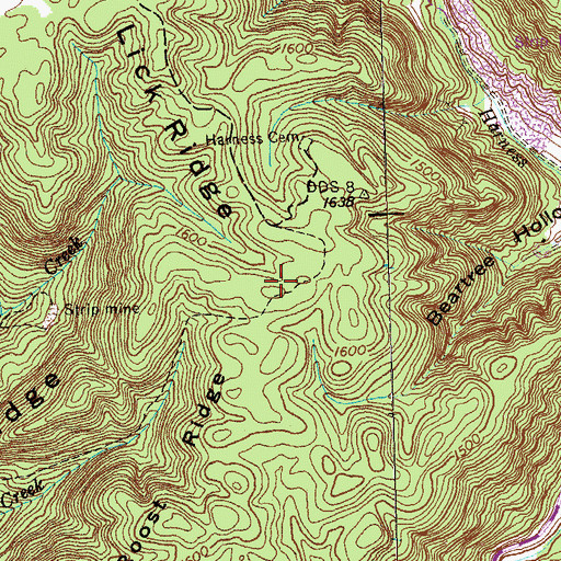 Topographic Map of Lick Ridge, TN