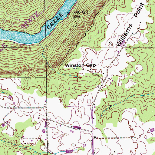 Topographic Map of Winston Gap, AL