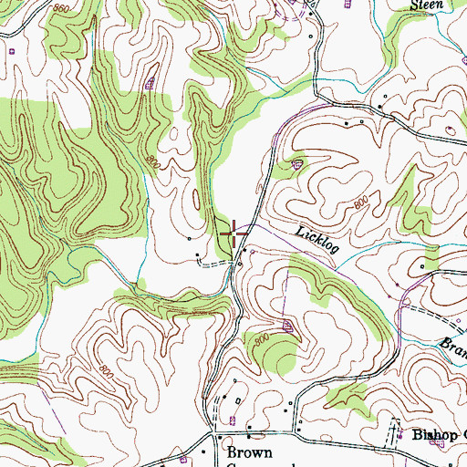 Topographic Map of Licklog Branch, TN