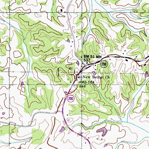 Topographic Map of Life School, TN