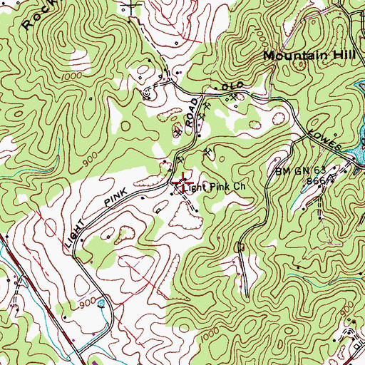 Topographic Map of Light Pink Church, TN