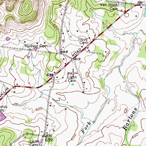 Topographic Map of Ligon Cemetery, TN