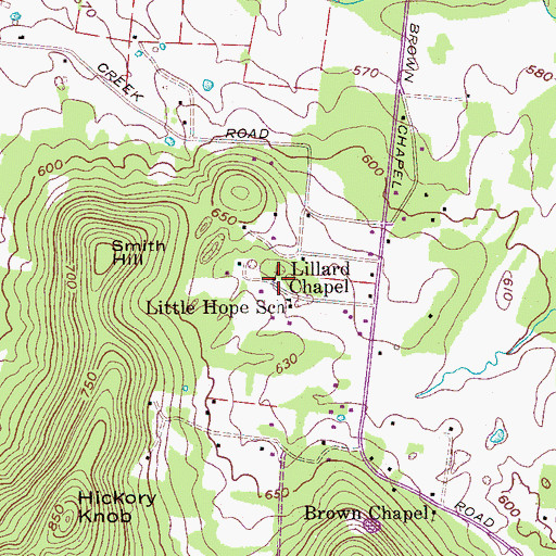 Topographic Map of Lillard Chapel, TN