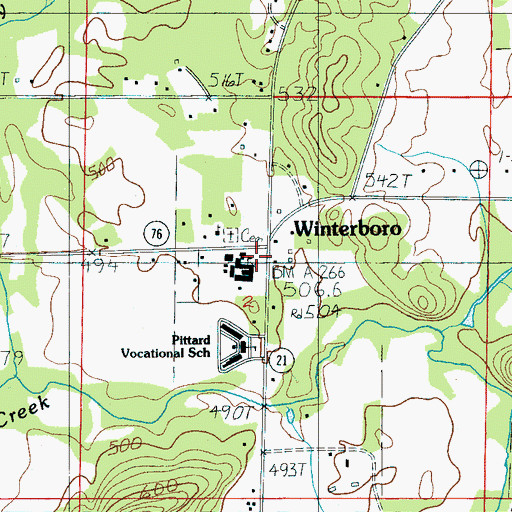 Topographic Map of Winterboro, AL