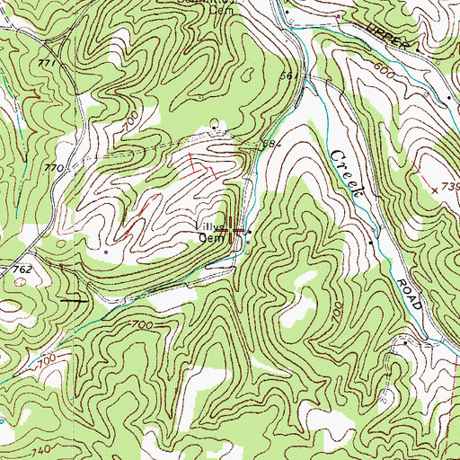 Topographic Map of Lillys Cemetery, TN
