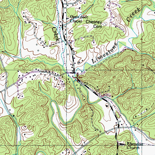 Topographic Map of Limestone Creek, TN
