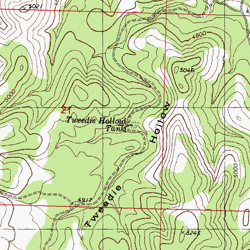 Topographic Map of Tweedie Hollow Tank, AZ