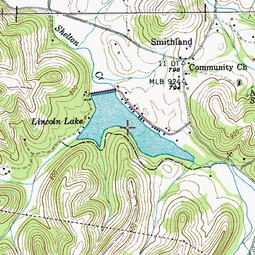 Topographic Map of Lincoln Lake, TN