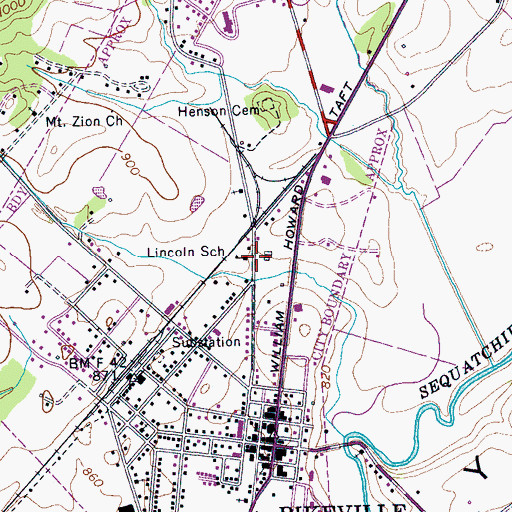 Topographic Map of Lincoln School, TN