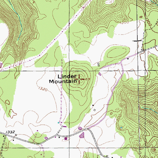 Topographic Map of Linder Mountain, TN