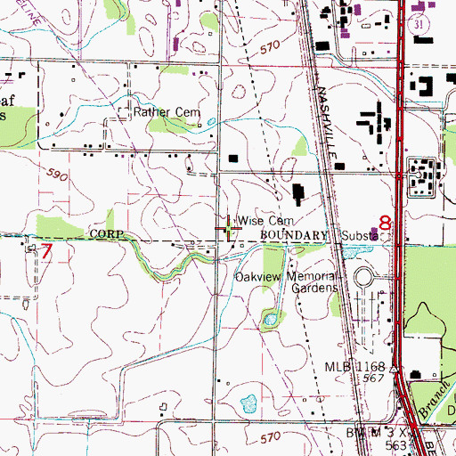 Topographic Map of Wise Cemetery, AL