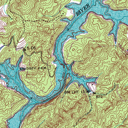 Topographic Map of Lindsey Bridge, TN