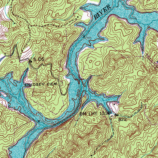 Topographic Map of Lindsey Bridge, TN