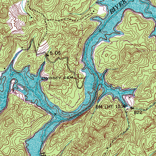 Topographic Map of Lindsey Cemetery, TN