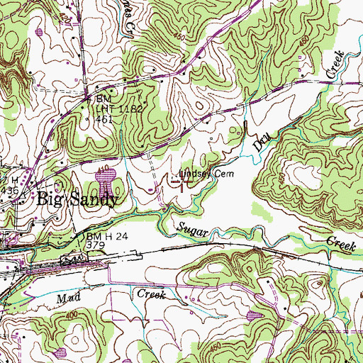 Topographic Map of Lindsey Cemetery, TN