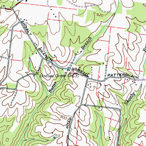 Topographic Map of Lindsey Grove Church, TN